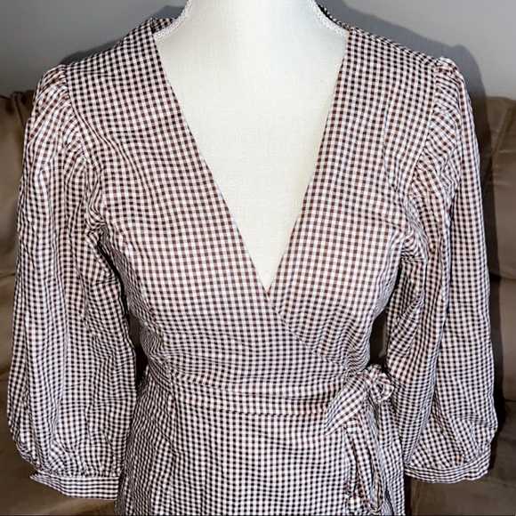 TULAROSA Gingham Print Wrap Mini Dress - Picture 4 of 6